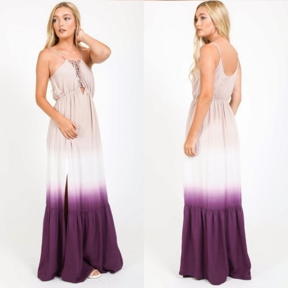 Ombré Maxi Dress with Slit - Picture 2 of 5